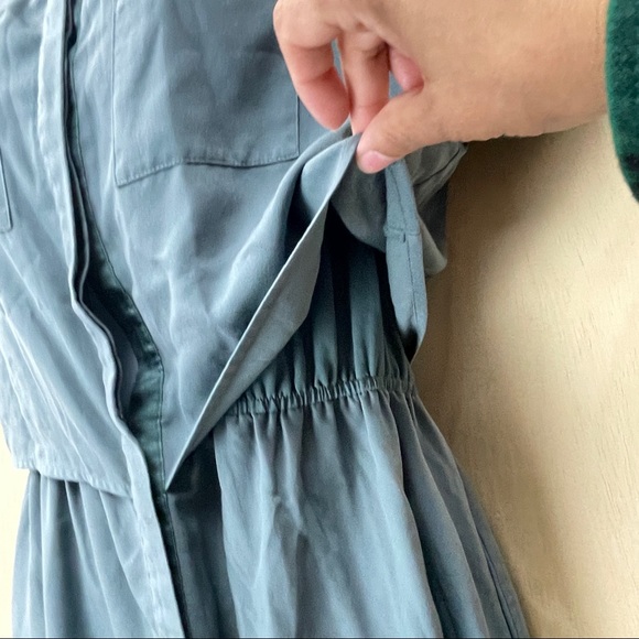 Cooper & Ella Esther Pocket Dress S Button Front Short Sleeve Popover Green - Picture 7 of 10